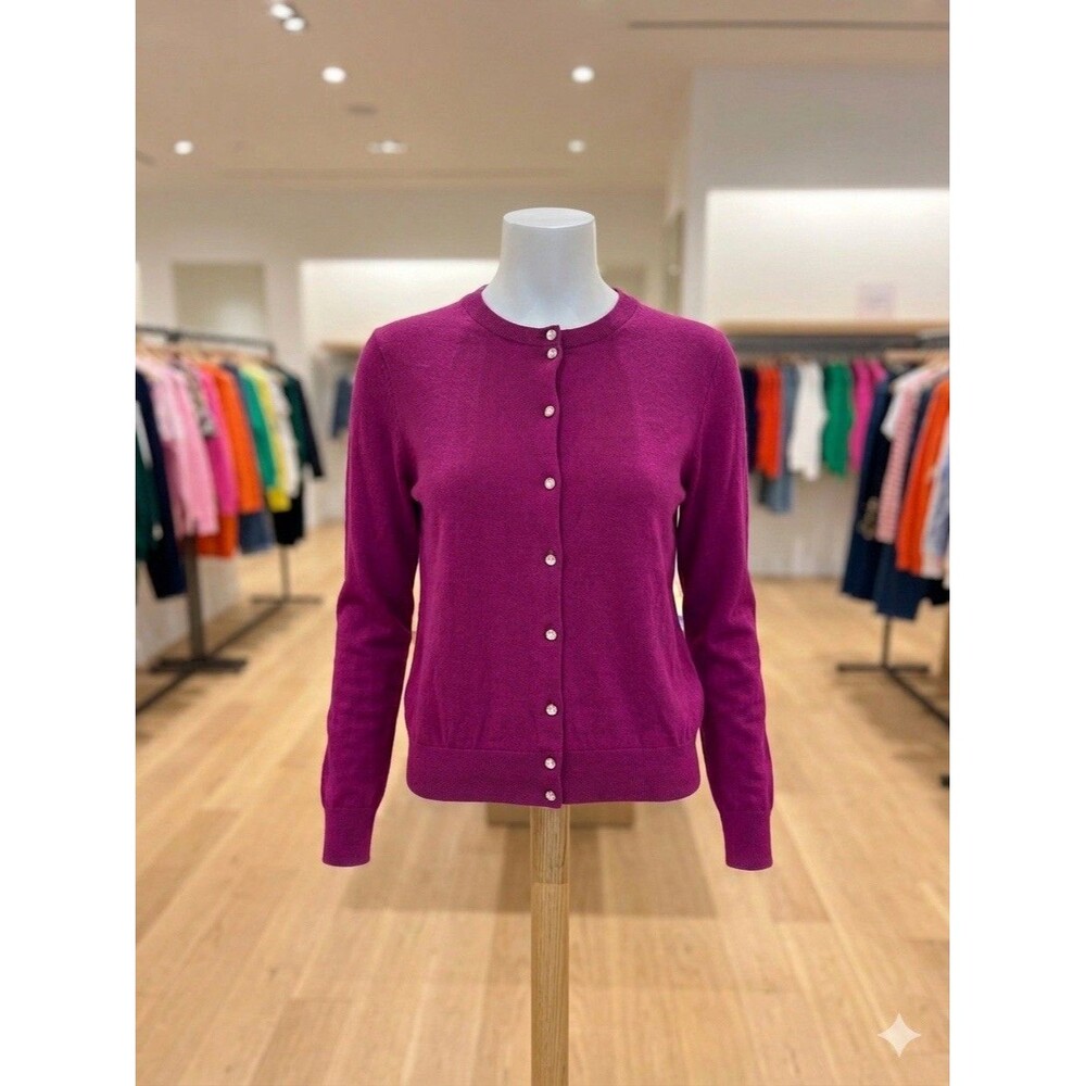 J. Crew Women's Cardigan Sweater Size L Large Purple Magenta Button Front